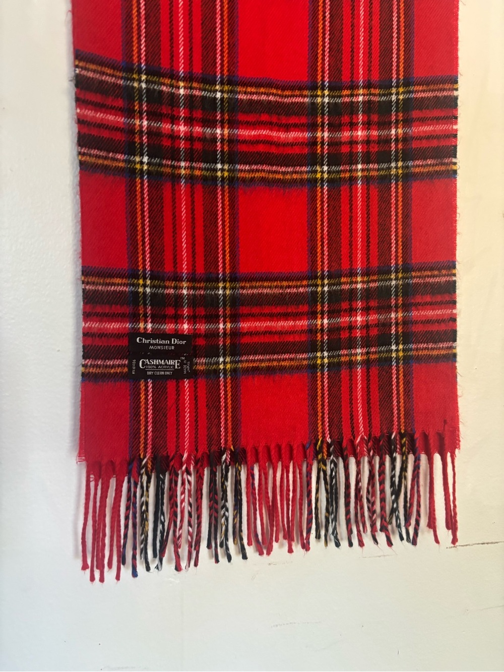 Christian Dior Plaid Cashmaire Acrylic Scarf